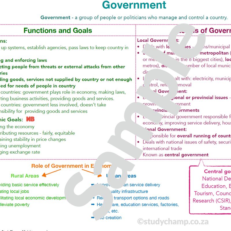 Grade 8 EMS Summary: Government and the Economy