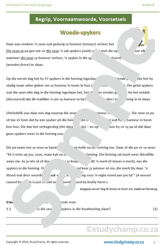 Grade 8 Afrikaans Begrip en Taal: Woede