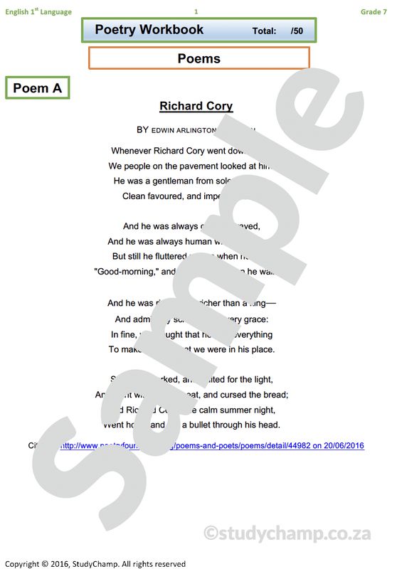 Grade 7 English Year-end Exam Revision: Poetry 1