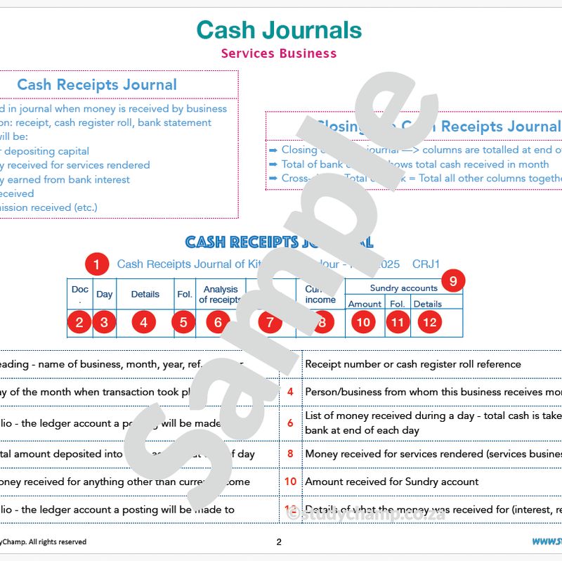 Grade 8 EMS Summary: Accounting Cycle and Cash Journals