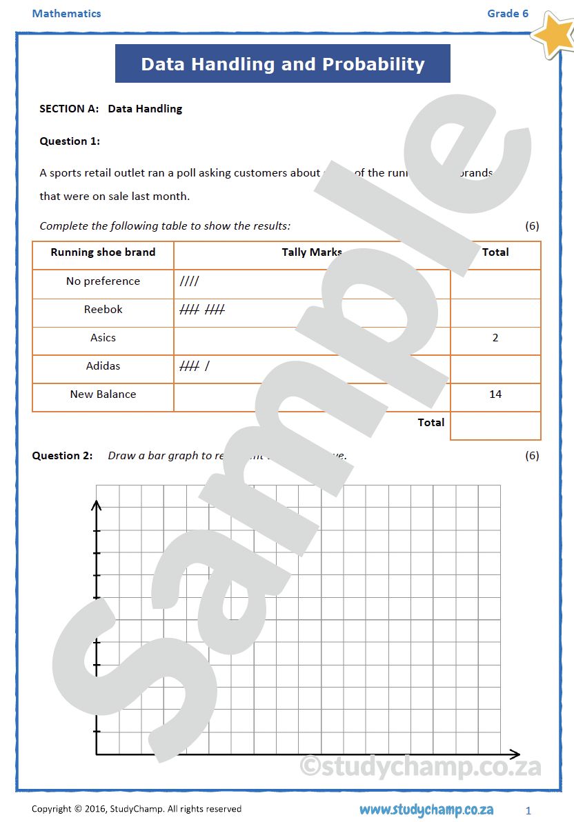 Grade 6 Maths Test: Data handling and Probability