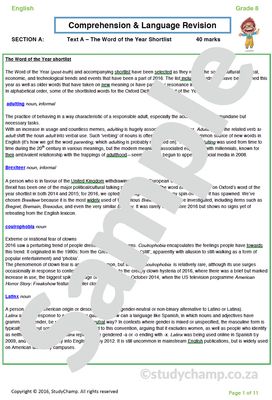 Grade 8 English: Comprehension and Language 2