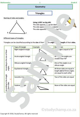 Grade 8 Mathematics Worksheet: Geometry - Triangles