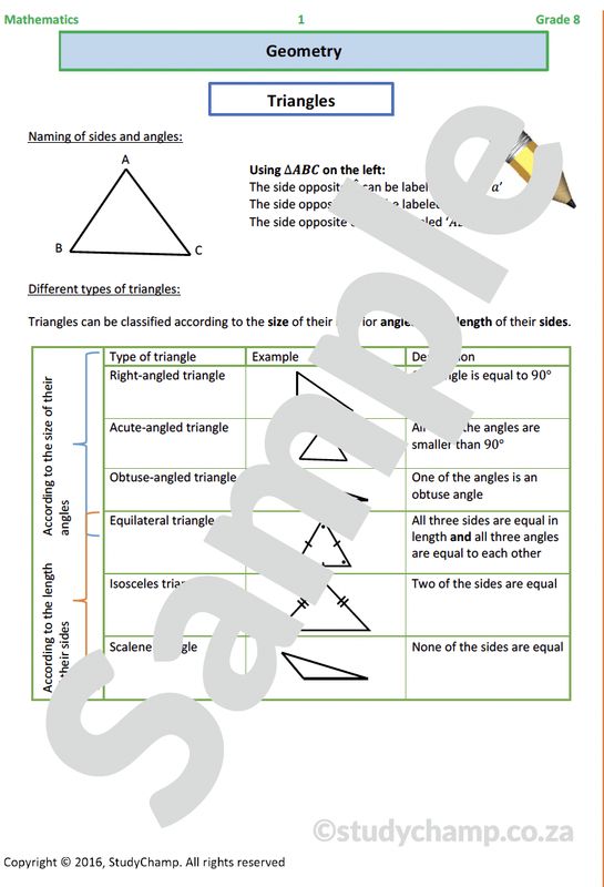 Grade 8 Mathematics Worksheet: Geometry - Triangles