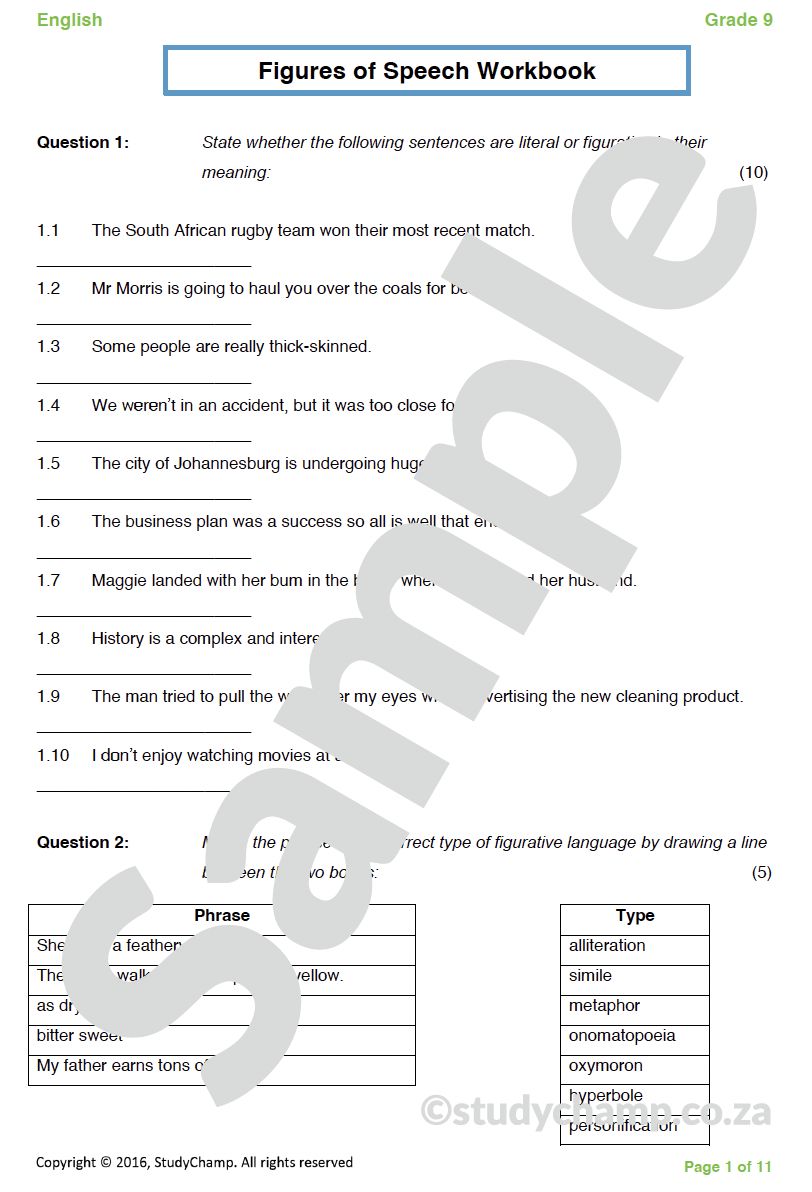 Grade 9 English: Figures of Speech