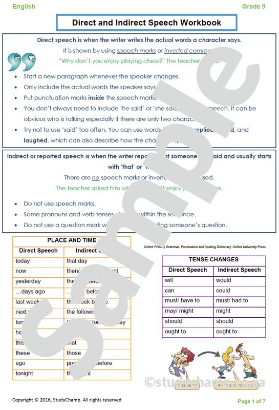 Grade 9 English: Direct and Indirect Speech