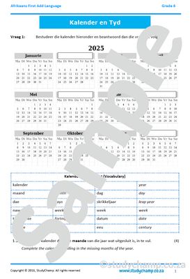 Grade 6 Afrikaans: Kalender en Tyd