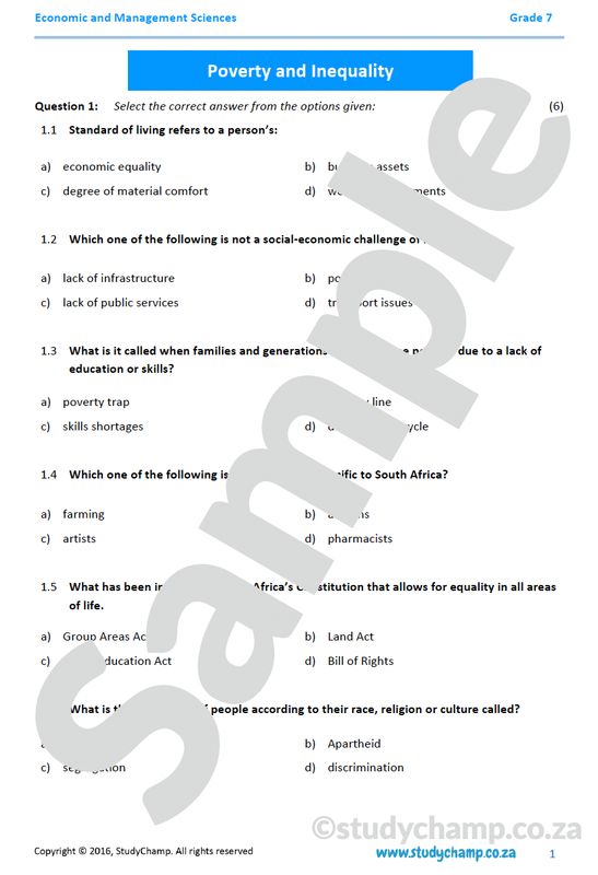 Grade 7 EMS Test: Poverty and Inequality