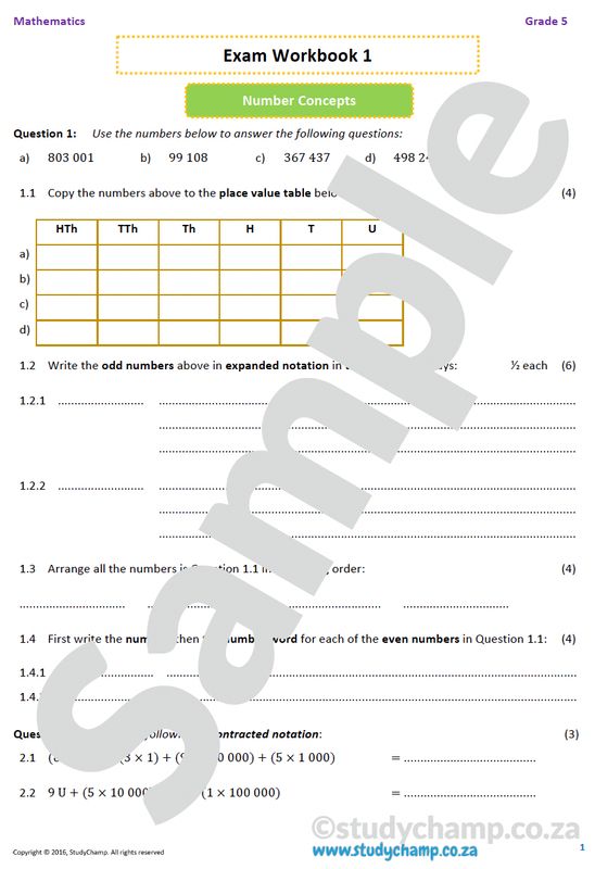 Grade 6 Maths Year-end Exam Revision: Workbook 1