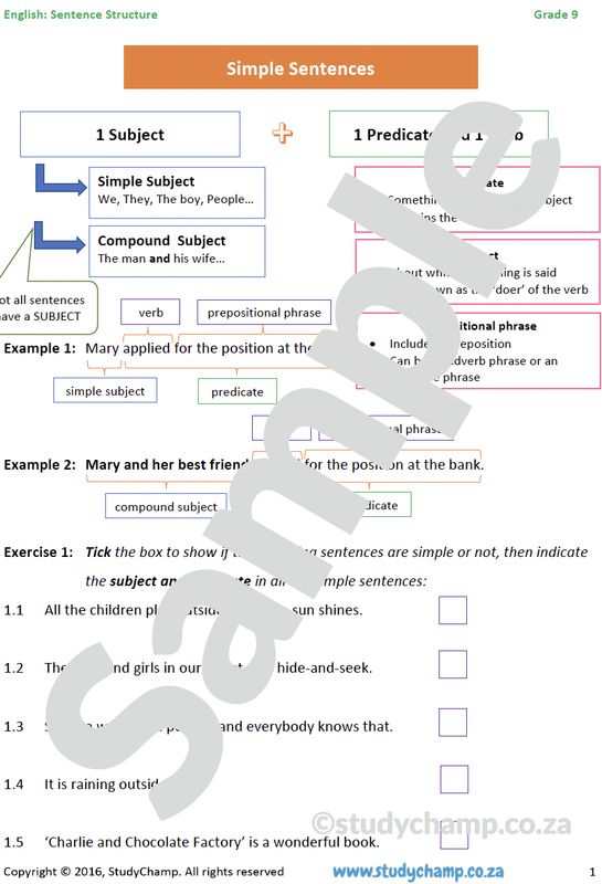 Grade 9 English: Sentence Structure