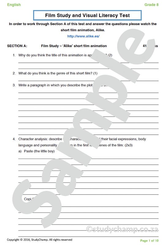 Grade 8 English Year-end Exam Revision: Visual Literacy and Film Study