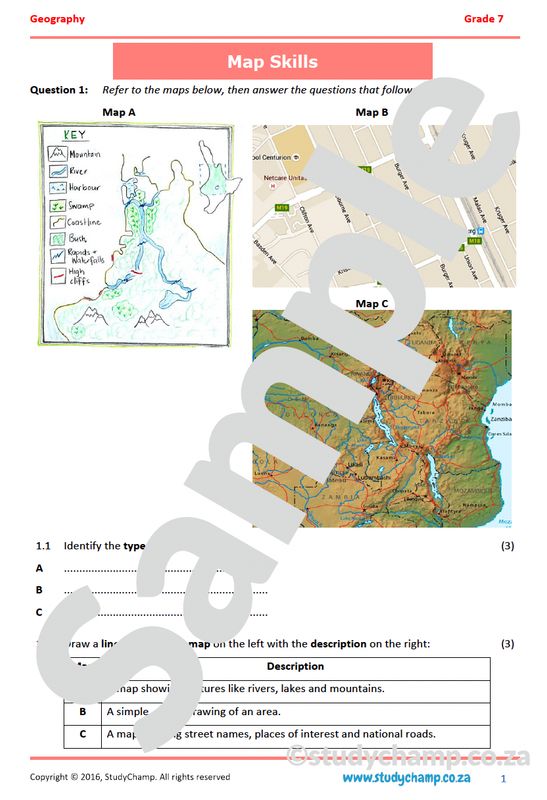 Grade 7 Geography Worksheet: Map Skills