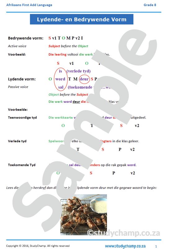 Grade 8 Afrikaans: Lydende en Bedrywende vorm