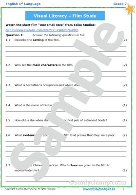 Grade 7 English workbook: Visual Literacy and Film Study