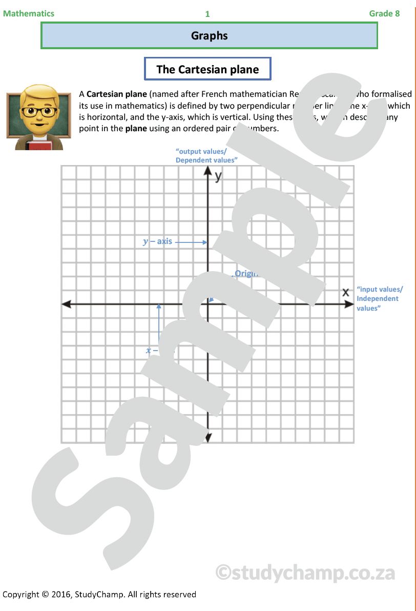 Grade 8 Mathematics Worksheet: Graphs