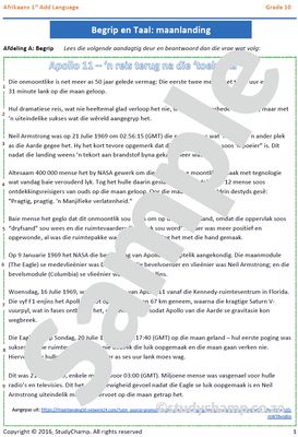 Grade 10 Afrikaans: Begrip en Taal - Maanlanding