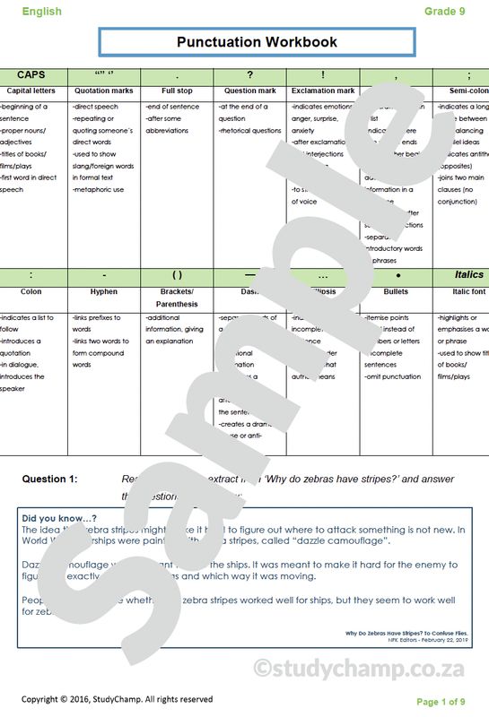 Grade 9 English: Punctuation