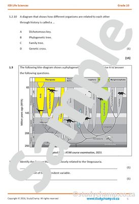 Grade 10 IEB Life Sciences Test: Diversity, Change and Continuity