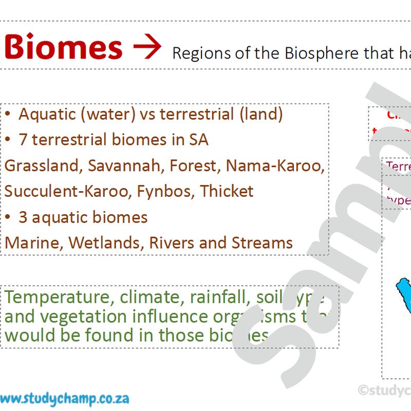 Grade 10 Life Sciences Summaries: Biospheres and ecosystems and Biodiversity and classification