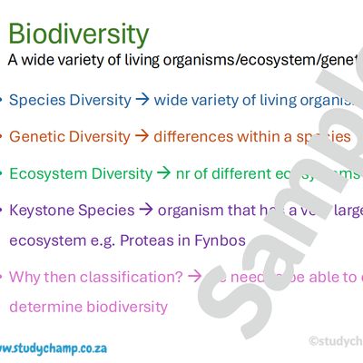 Grade 10 Life Sciences Summaries: Biospheres and ecosystems and Biodiversity and classification