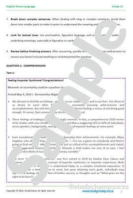 Grade 12 English Comprehension: Imposter Syndrome