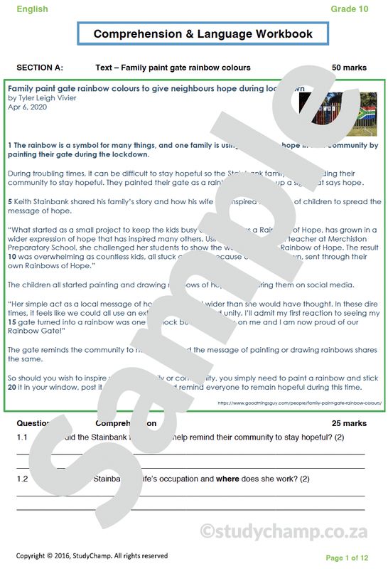 Grade 10 English: Comprehension and Language - Lockdown