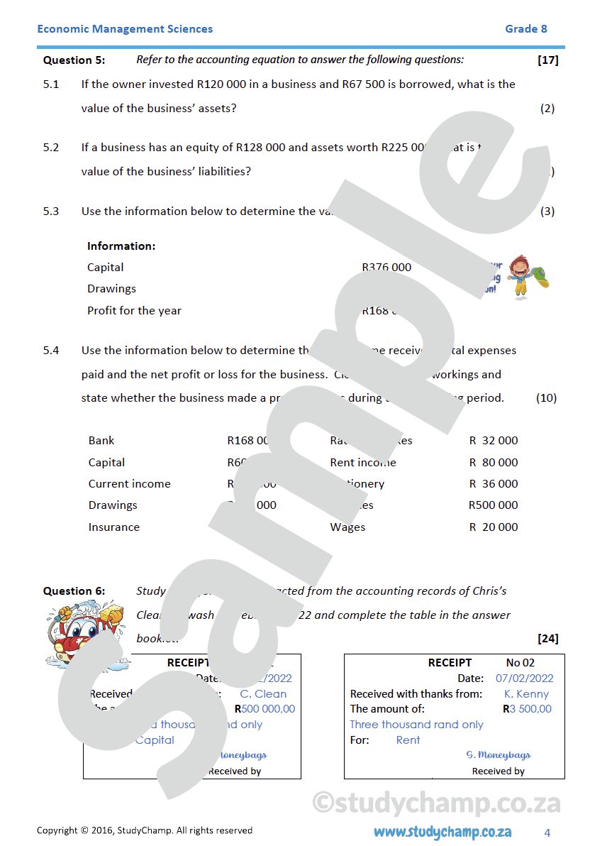 Grade 8 EMS Mid-year Exam Revision: Accounting Concepts