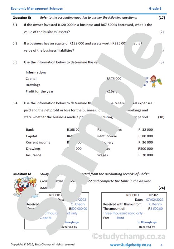 Grade 8 EMS Mid-year Exam Revision: Accounting Concepts