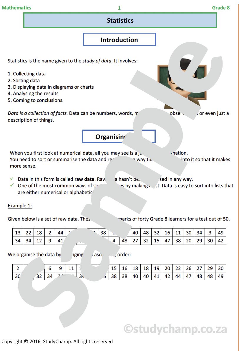 Grade 8 Mathematics Worksheet: Statistics