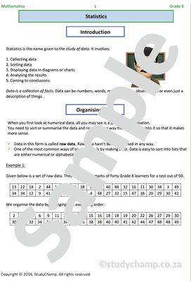 Grade 8 Mathematics Worksheet: Statistics
