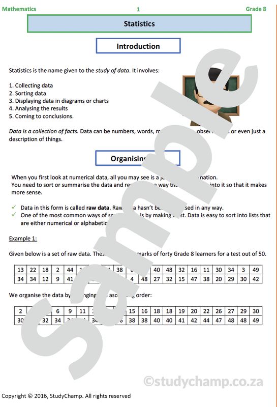 Grade 8 Mathematics Worksheet: Statistics