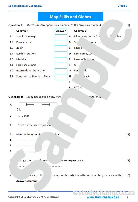 Grade 8 Geography: Mid-year Exam - Map skills and Climate