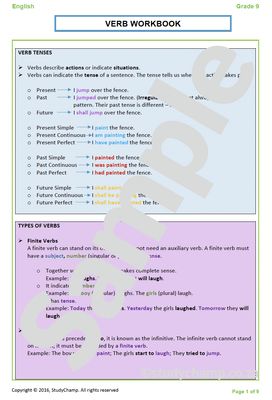Grade 9 English: Verbs