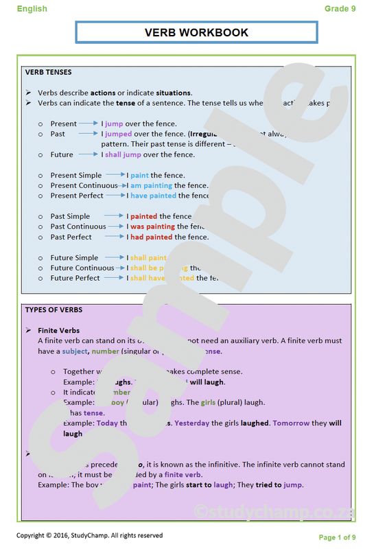 Grade 9 English: Verbs