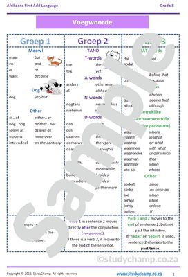 Grade 8 Afrikaans: Voegwoorde