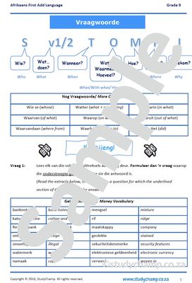 Grade 9 Afrikaans: Vraagwoorde