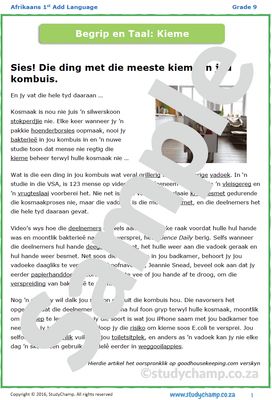 Grade 9 Afrikaans: Begrip en Taal - Kieme
