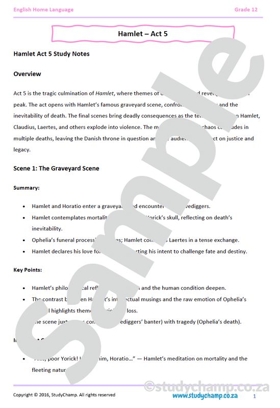 Grade 12 English Home Language: Hamlet - Act 4 and Act 5