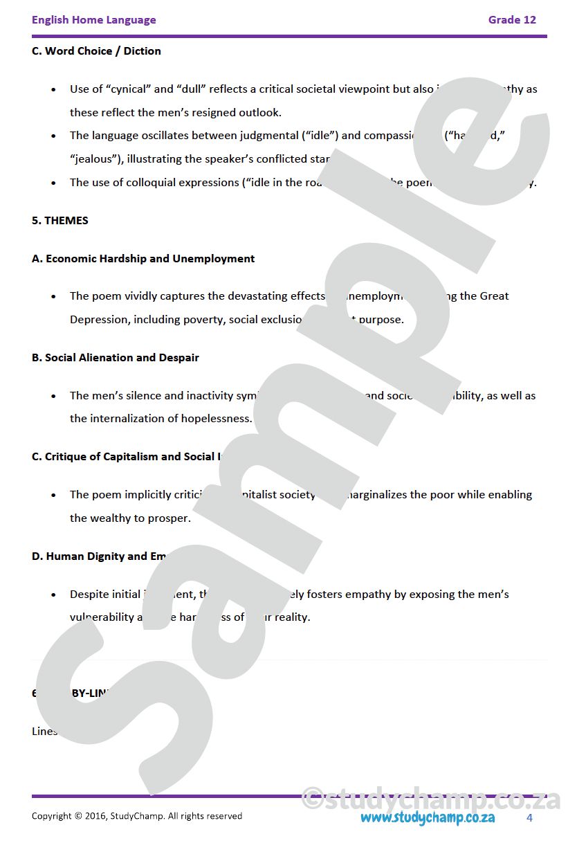 Grade 12 IEB English Home Language: Poetry - Moving through the silent crowd and Remember
