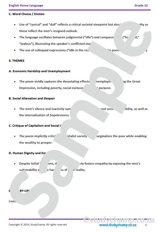 Grade 12 IEB English Home Language: Poetry - Moving through the silent crowd and Remember