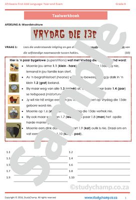 Grade 8 Afrikaans Year-end Exam Revision: Taalwerkboek