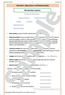 Grade 8 Mathematics Worksheet: Numbers, Multiples and Factors
