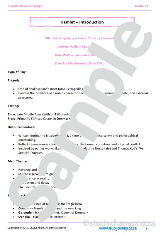 Grade 12 DOE English Home Language Bundle