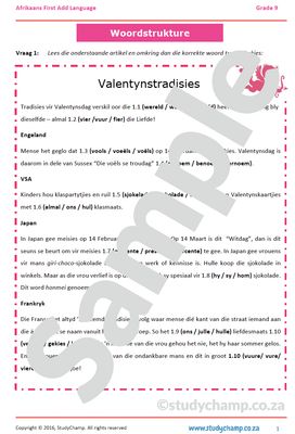 Grade 9 Afrikaans: Woordstrukture