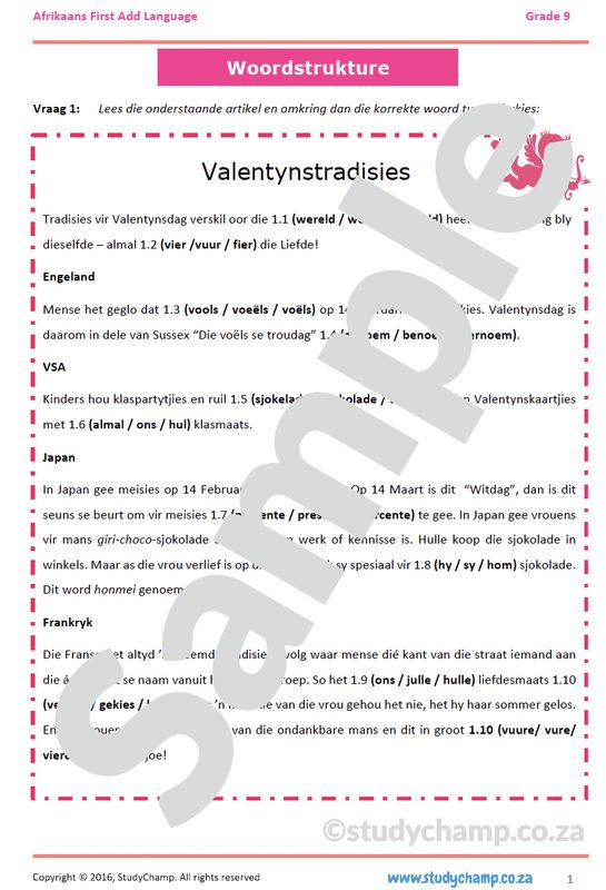 Grade 9 Afrikaans: Woordstrukture