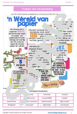 Grade 8 Afrikaans: Trappe van Vergelyking