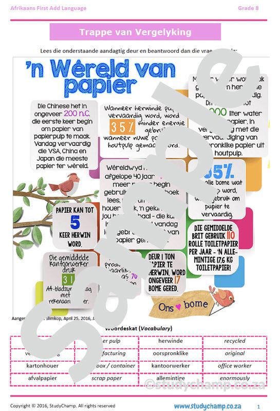 Grade 8 Afrikaans: Trappe van Vergelyking