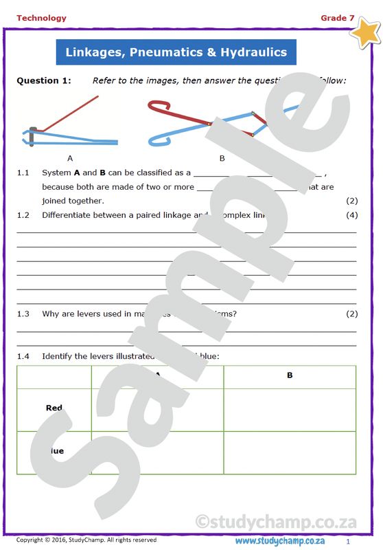 Grade 7 Technology Worksheet: Pneumatics and Hydraulics