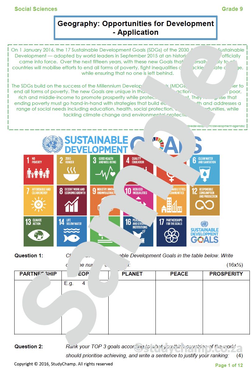 Grade 9 Geography Test: Opportunities for Development