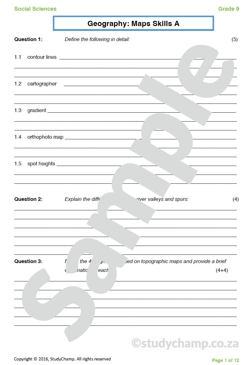 Grade 9 Geography Test: Map Skills 1